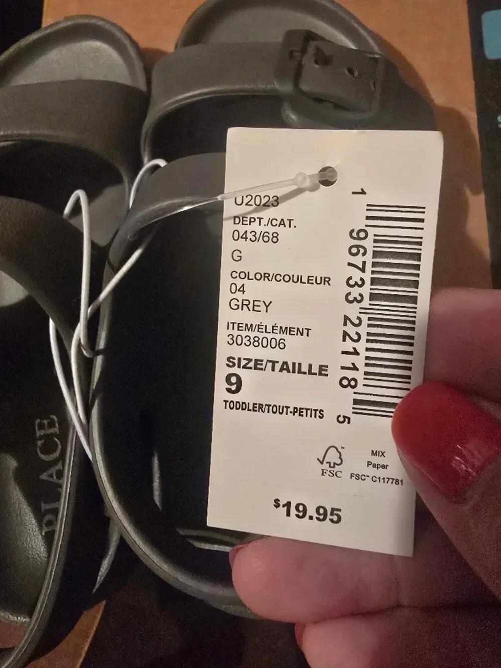 The Children's Place Toddler Sandals Size 9 Grey
